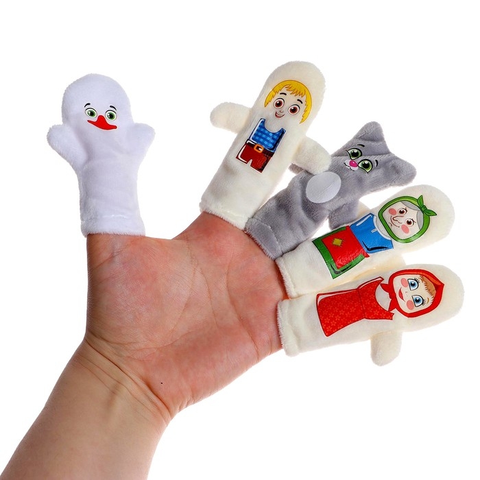 Пальчиковый театр «Гуси-лебеди», набор: 5 персонажей, сценарий Пальчиковый театр «Гуси-лебеди», набор: 5 персонажей, сценарий