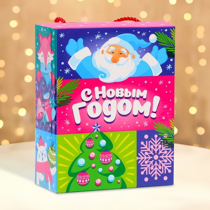 Новый год. Подарочная коробка новогодняя Ёлка-Пати 16,5 х 7,5 х 21 см. Новый год. Подарочная коробка новогодняя Ёлка-Пати 16,5 х 7,5 х 21 см.