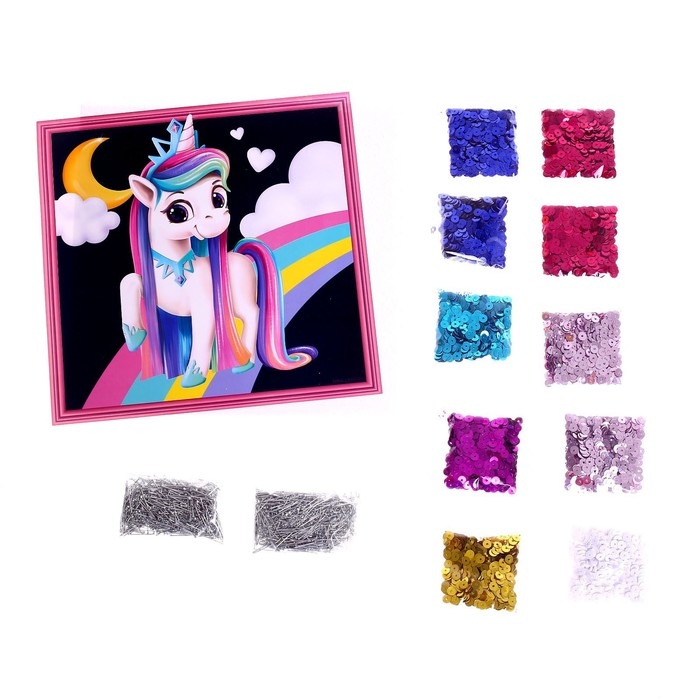 Аппликация пайетками для детей «Весёлый единорог», набор для творчества