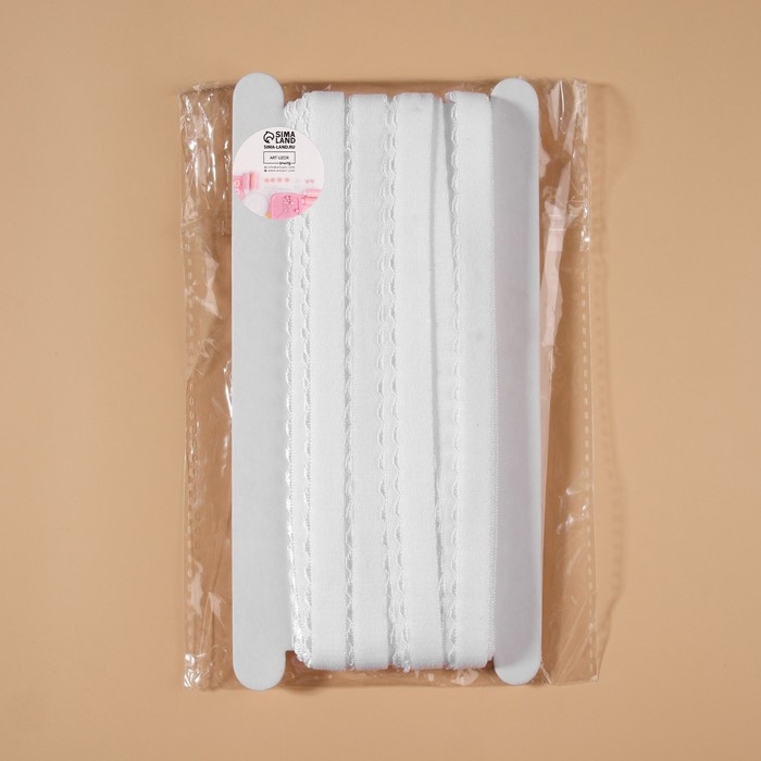 Резинка становая, с ажурным краем, 10 мм, 10 ± 0,5 м, цвет белый Резинка становая, с ажурным краем, 10 мм, 10 ± 0,5 м, цвет белый