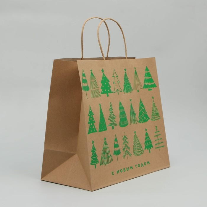 Пакет подарочный новогодний крафтовый Forest, 32 х 28 х 15 см, Новый год Пакет подарочный новогодний крафтовый Forest, 32 х 28 х 15 см, Новый год