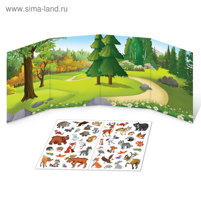 Многоразовые наклейки набор «Изучаем животных», 2 шт. Многоразовые наклейки набор «Изучаем животных», 2 шт.