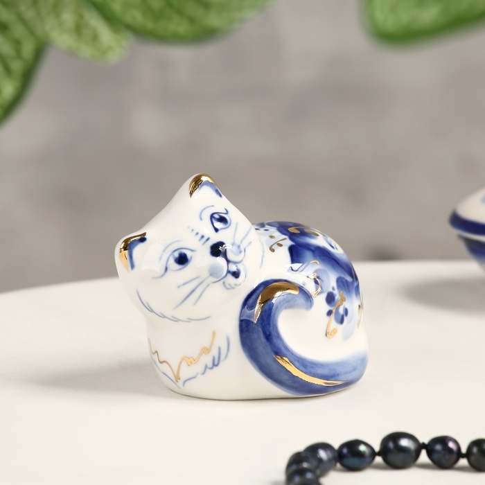 Сувенир Сувенир "Мурка", 7 х 4,5 х 6 см, гжель, кобальт, золото