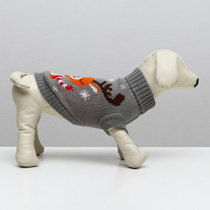 Свитер  Свитер "Олень на сером", M (ДС 26, ОШ 26, ОГ 28-46 см)