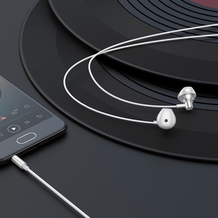 Наушники Hoco M75, проводные, вкладыши, микрофон, Jack 3.5 мм, 1.2 м, серебристые Наушники Hoco M75, проводные, вкладыши, микрофон, Jack 3.5 мм, 1.2 м, серебристые