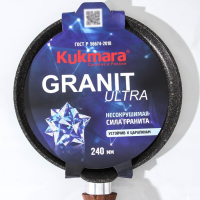 Сковорода блинная Granit Ultra, d=24 см, пластиковая ручка, антипригарное покрытие, цвет чёрный