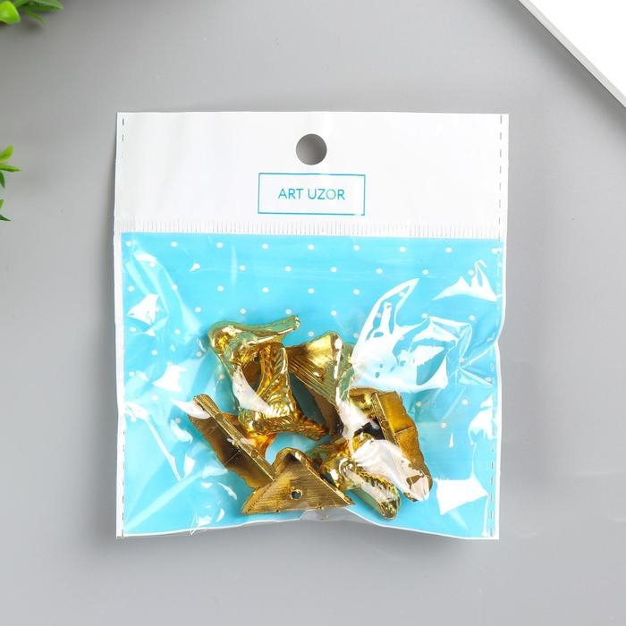 Уголок (ножка) для шкатулки пластик Уголок (ножка) для шкатулки пластик "Рептилия" золото набор 8 шт C003 2х1,8 см