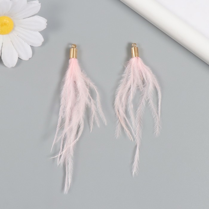 Декор для творчества перо Декор для творчества перо "Кисть Страус" набор 2 шт розовый 9х0,5 см
