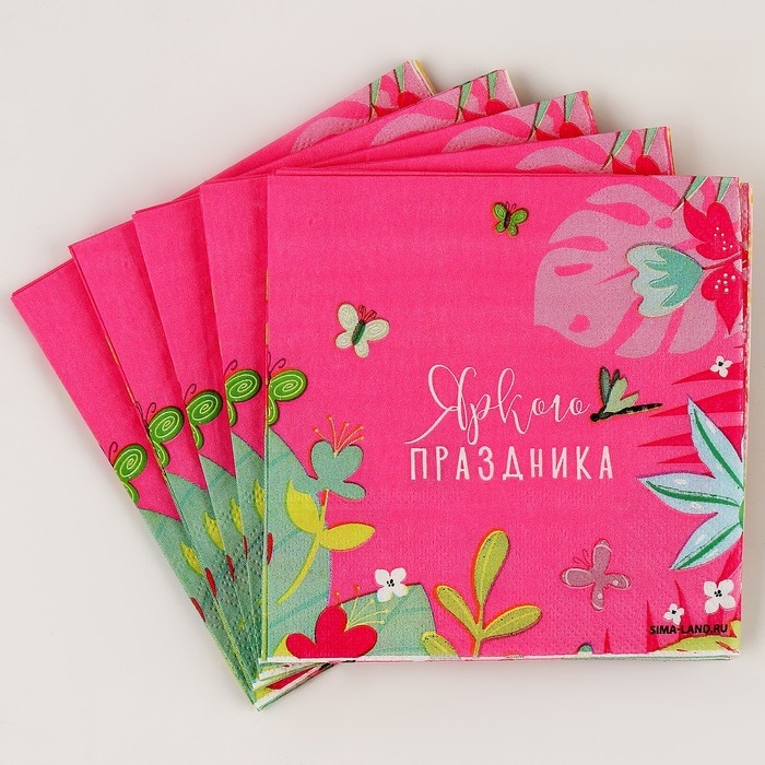 Салфетки бумажные 25*25см Салфетки бумажные 25*25см "Цветочки" (набор 20 шт)