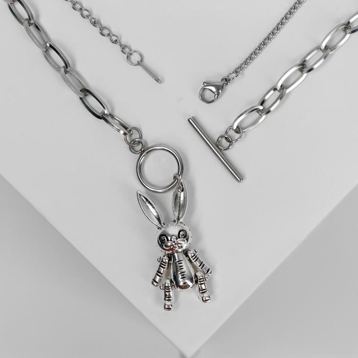 Кулон «Цепь» кролик и крестик, цвет серебро, L=56 см Кулон «Цепь» кролик и крестик, цвет серебро, L=56 см