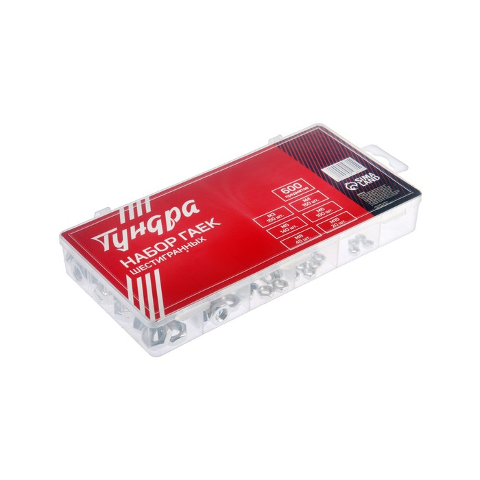 Набор гаек шестигранных ТУНДРА krep, 600 предметов Набор гаек шестигранных ТУНДРА krep, 600 предметов