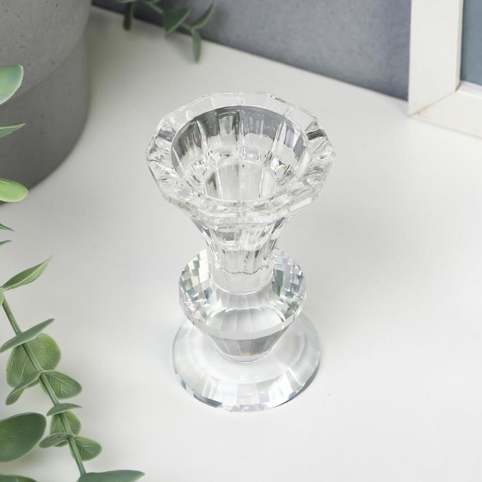 Подсвечник стекло на 1 свечу Подсвечник стекло на 1 свечу "Вазон с хрусталиком" 8,5х6х6 см