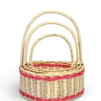 Корзина плетёная для хранения &laquo;Сердце&raquo;, лоза, с ручкой, кукуруза, набор 3 шт.