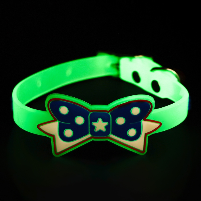 Ошейник Ошейник "Бантик", 28 х 1 см, ОШ 18-24 см, прозрачный/синий