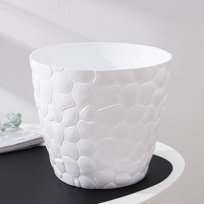 Горшок с поддоном «Камешки», 8 л, цвет белый Горшок с поддоном «Камешки», 8 л, цвет белый