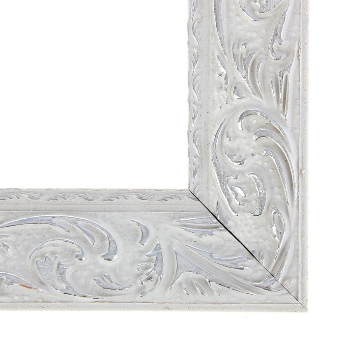 Рама для картин (зеркал) 60 х 80 х 4 см, дерево Рама для картин (зеркал) 60 х 80 х 4 см, дерево "Версаль", бело-серебристая