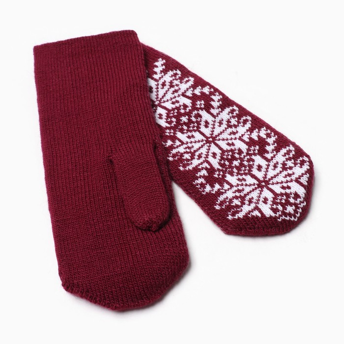 Варежки женские, цвет бордовый, размер 18 Варежки женские, цвет бордовый, размер 18