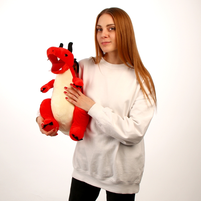 Мягкая игрушка «Дракон», с чёрными крыльями, 45 см, цвет красный Мягкая игрушка «Дракон», с чёрными крыльями, 45 см, цвет красный