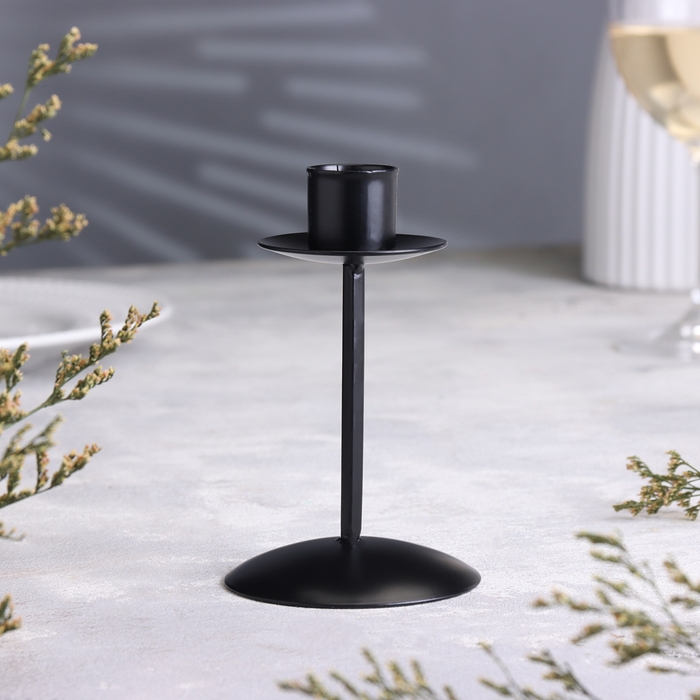 Подсвечник  Подсвечник "Боб" металл на 1 свечу, 7,4х12 см, черный