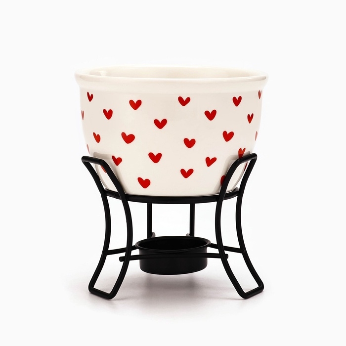 Фондю керамическое Дорого внимание «Сердечки», 2 шпажки Фондю керамическое Дорого внимание «Сердечки», 2 шпажки