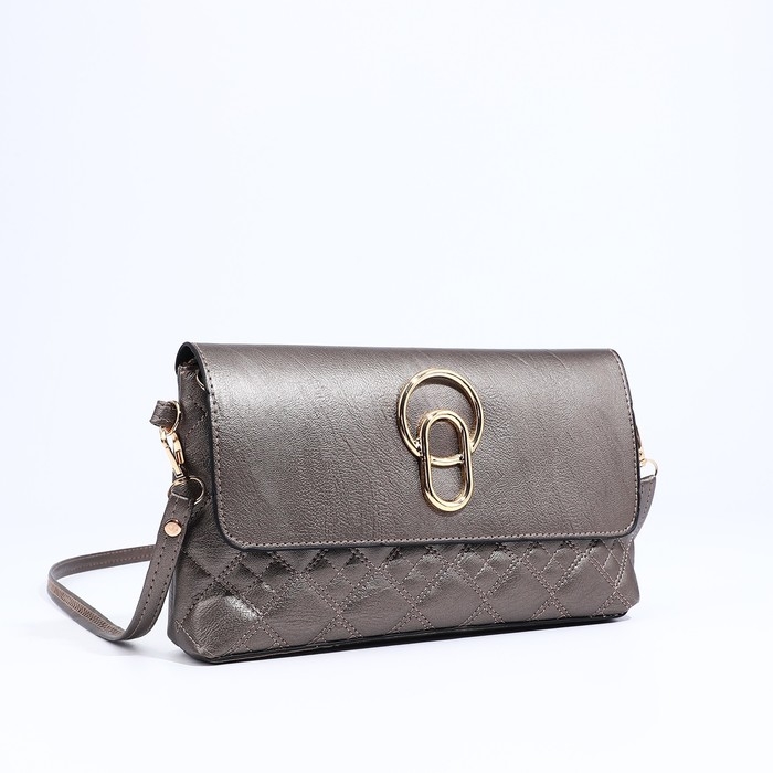 Сумка-клатч на магните, длинный ремень, цвет бронзовый Сумка-клатч на магните, длинный ремень, цвет бронзовый