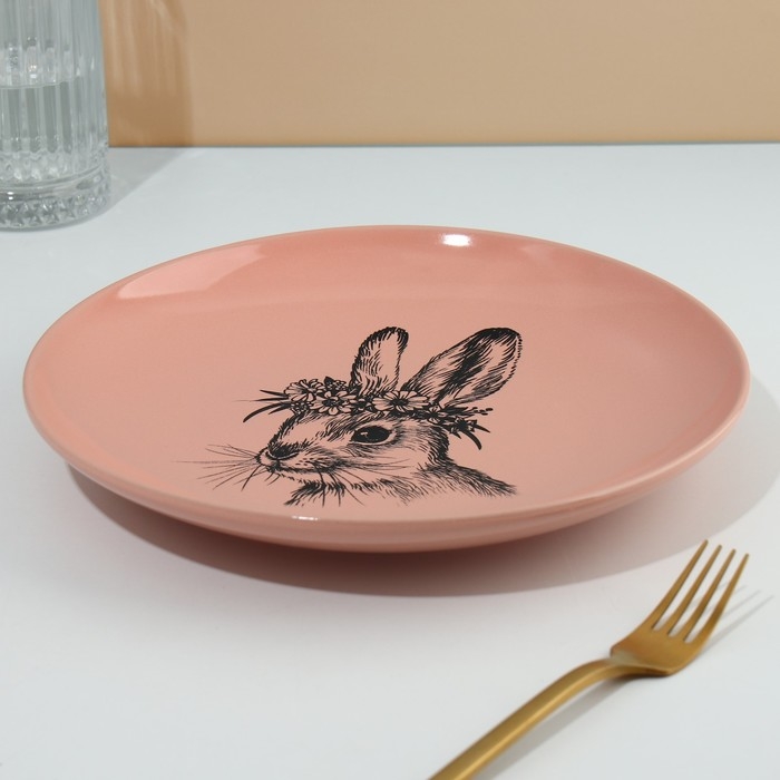 Тарелка керамическая «Зайка», 25.5 см, цвет медный Тарелка керамическая «Зайка», 25.5 см, цвет медный