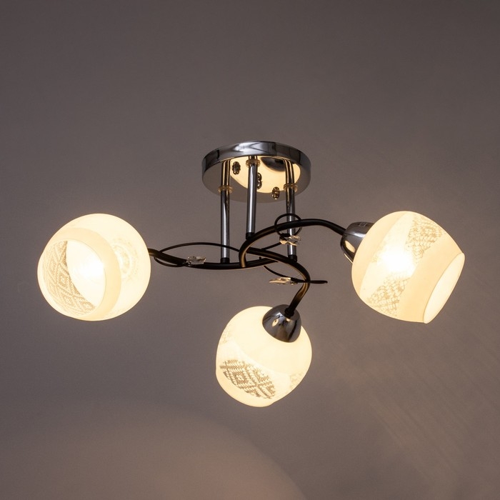 Люстра Люстра "Мона" 3х60Вт Е27 Хром, чёрный 47х47х28см