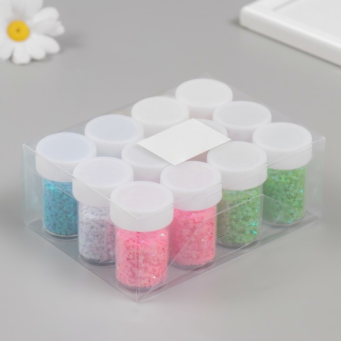 Блестки в баночке  Блестки в баночке "Звёздочки" 12 шт, ассорти