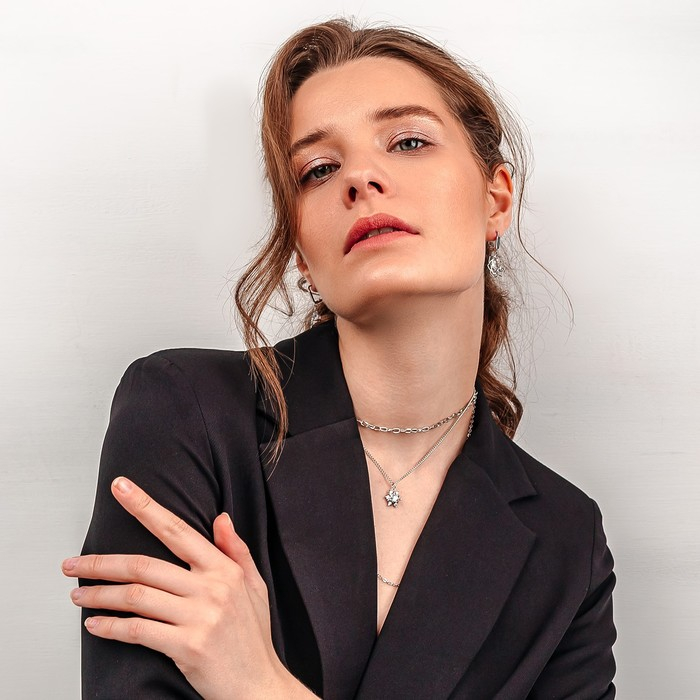 Серьги со стразами &laquo;Циркония&raquo; роза, цвет белый в серебре