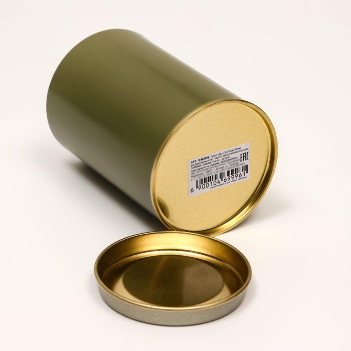 Тубус  73х110 мм (90 мм внутренняя высота), картон, хаки, металлическая крышка Тубус  73х110 мм (90 мм внутренняя высота), картон, хаки, металлическая крышка