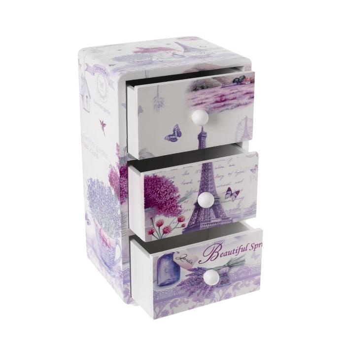 Шкатулка дерево комод "Эйфелева башня и лаванда" 19,5х11х8 см