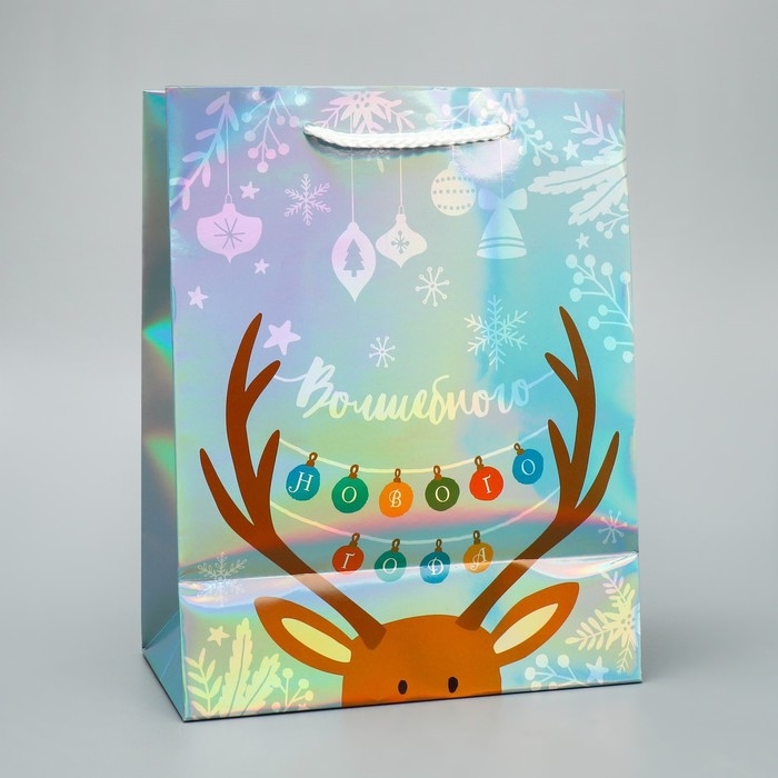 Пакет голографический «Волшебного», MS 18 х 23 х 10 см, Новый год Пакет голографический «Волшебного», MS 18 х 23 х 10 см, Новый год