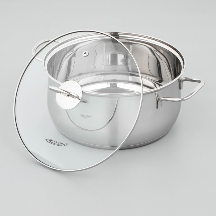 Кастрюля «Лира», 5,2 л, d=24 см, капсульное дно, стеклянная крышка, индукция Кастрюля «Лира», 5,2 л, d=24 см, капсульное дно, стеклянная крышка, индукция