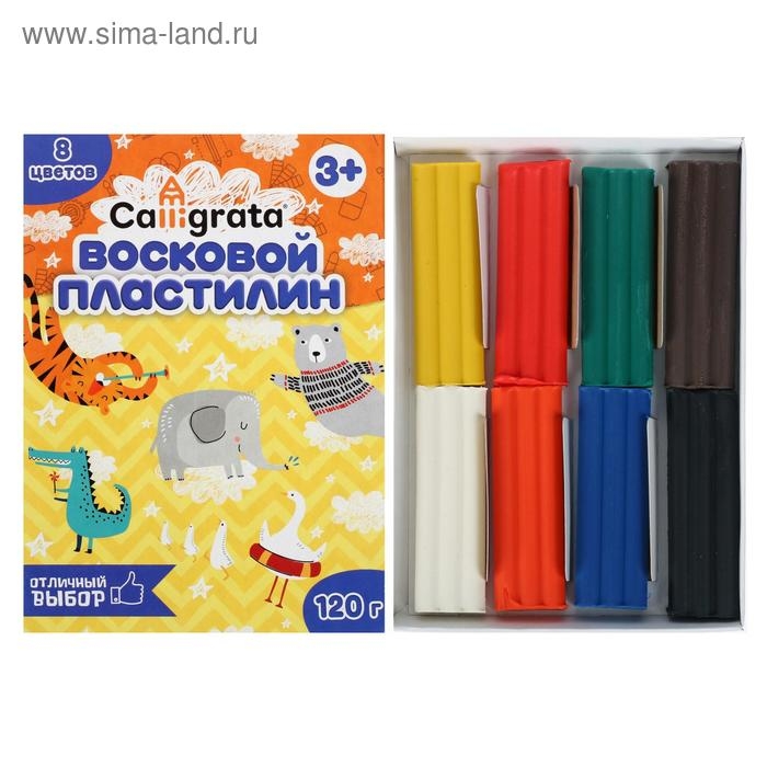 Пластилин мягкий (восковой) Calligrata, 8 цветов, 120 г Пластилин мягкий (восковой) Calligrata, 8 цветов, 120 г