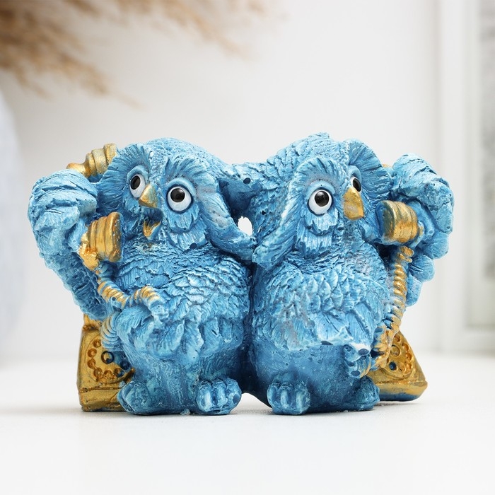 Фигура Фигура "Совы говорят по телефону" серая 8х8х12см