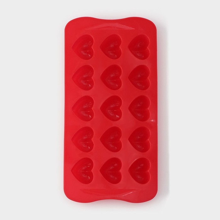 Форма для конфет и шоколада Доляна «Сердечки», силикон, 20,5×10 см, 15 ячеек (3×2,6 см), цвет МИКС