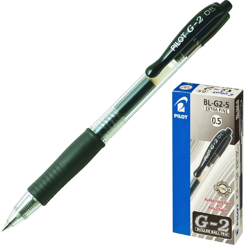 Ручка гелевая автомат. PILOT BL-G2-5 резин.манжет.черная 0,3мм  Япония