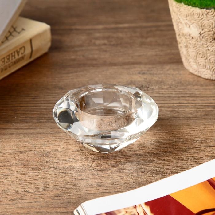 Подсвечник стекло на 1 свечу Подсвечник стекло на 1 свечу "Кристалл круг" прозрачный 3,7х7,5х7,5 см