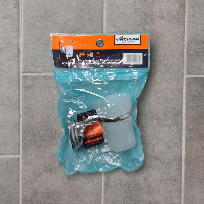 Держатель для зубных щёток, настенный Держатель для зубных щёток, настенный"Accoona A11103", стекло, цвет хром