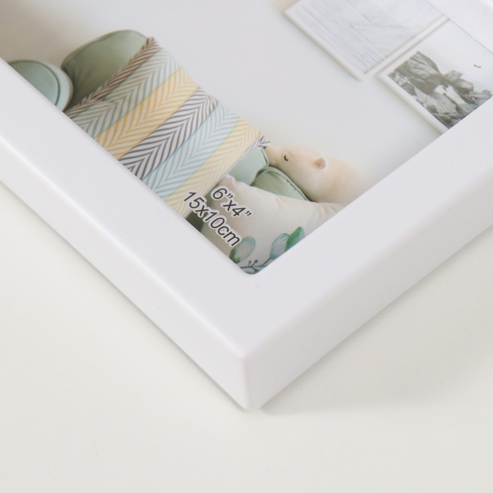 Фоторамка пластик на 4 фото 10х15 "Ваза с колосками" бело-золотая 41,5х32,2х2,5 см