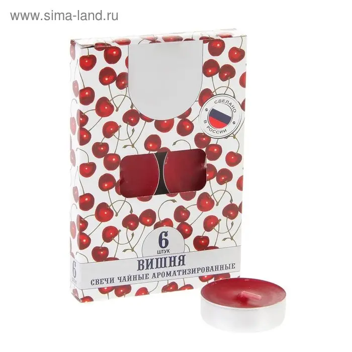 Набор свечей ароматических чайных &laquo;Вишня&raquo;, 6 шт.
