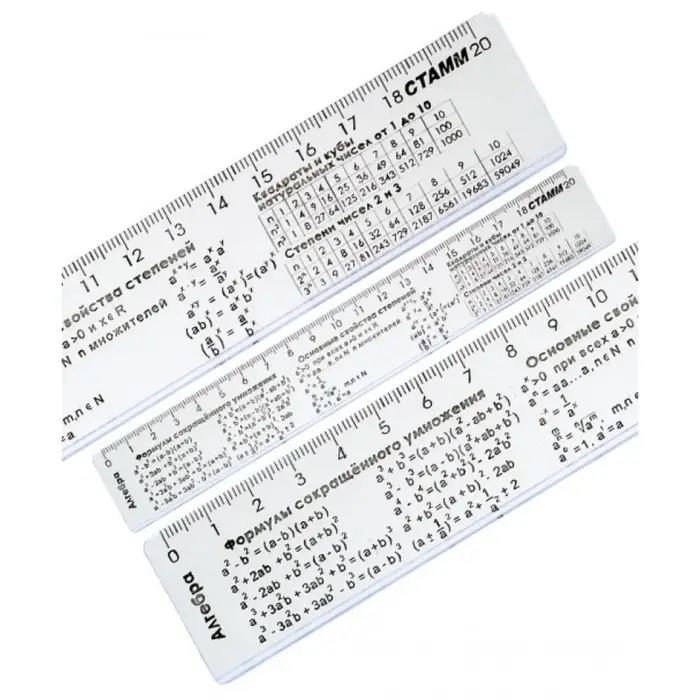 Линейка 20 см Стамм Линейка 20 см Стамм "Алгебра", со справочным материалом, пластиковая, прозрачная, бесцветная
