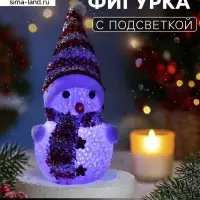 Ёлочная игрушка &laquo;Красный снеговичок&raquo;, 8 см, 1 LED, от батареек AG13&times;3, свечение мульти (RGB)