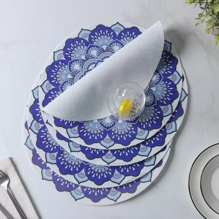 Салфетки сервировочные на стол Доляна &laquo;Силия&raquo;, d=38 см, 4 шт., синие