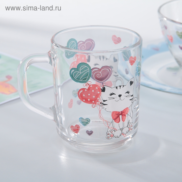 Набор детской посуды Доляна «Котёнок», 3 предмета: кружка 200 мл, салатник 450 мл, тарелка d=20 см Набор детской посуды Доляна «Котёнок», 3 предмета: кружка 200 мл, салатник 450 мл, тарелка d=20 см