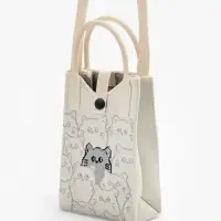 Сумка подр Коты, 12*4*17, отд на кнопке, дл ремень, белый Сумка подр Коты, 12*4*17, отд на кнопке, дл ремень, белый