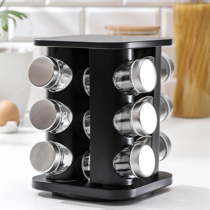 Набор для специй на подставке «Шеф», 16×22 см, 12 шт Набор для специй на подставке «Шеф», 16×22 см, 12 шт