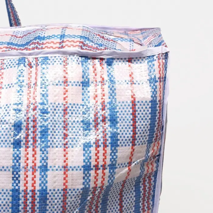 Сумка хозяйственная на молнии, 82 л, в клетку