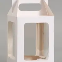 Кондитерская упаковка, коробка с окном, белая, 13&times;13&times;16 см