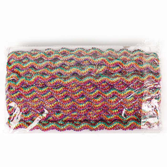 Тесьма многоцветная «Волна», ширина 1,5 см, в упаковке 25 м Тесьма многоцветная «Волна», ширина 1,5 см, в упаковке 25 м